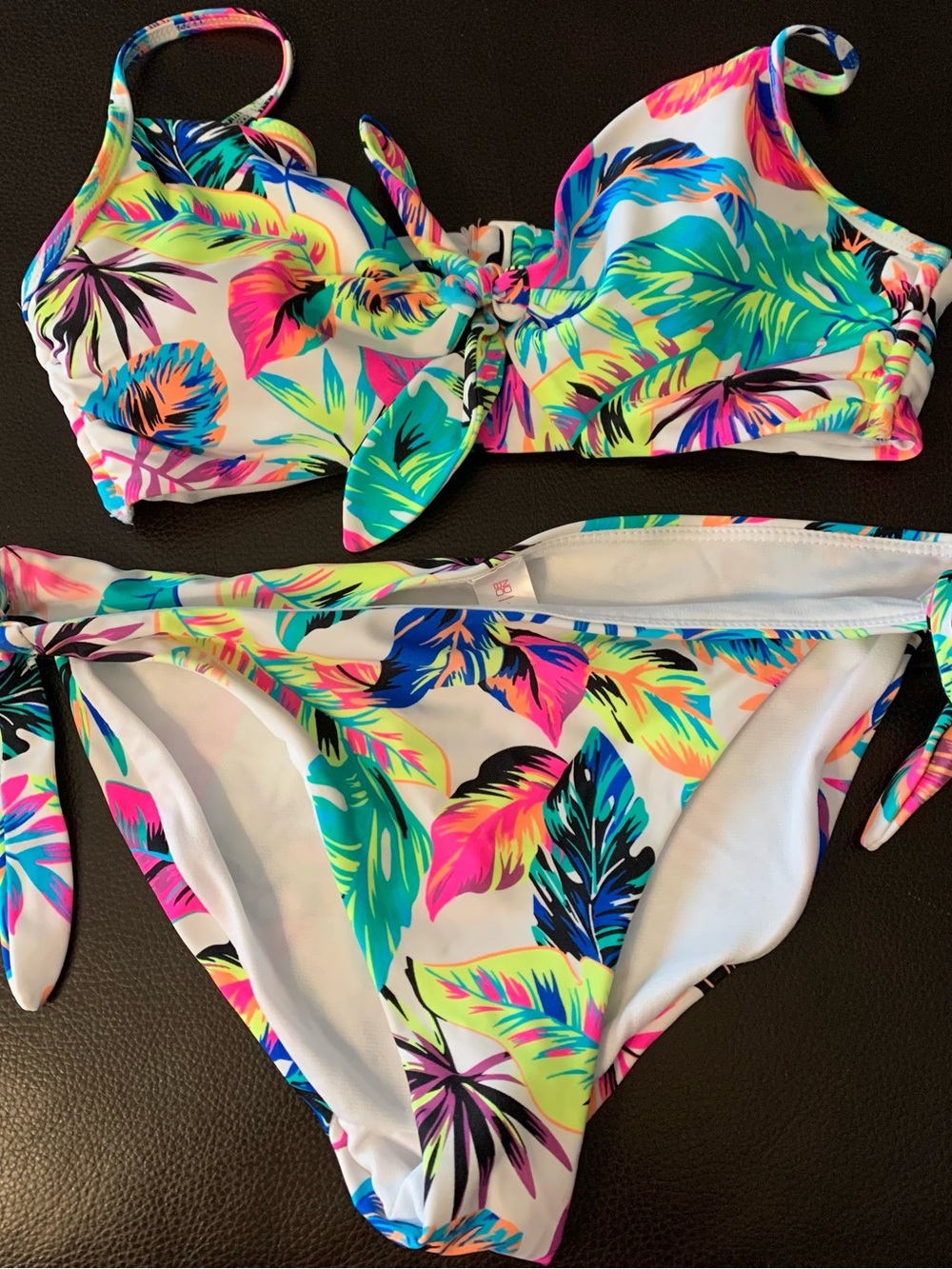 No Boundaries Floral Tropical Bikini Swimsuit Set Full Coverage Bottoms - Cute!!